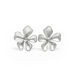 Minimalist Retro S925 Silver 3D Petal Flower Stud Earrings