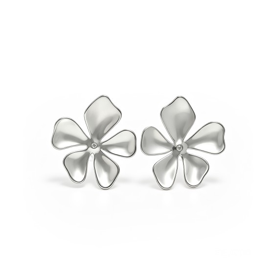 Minimalist Retro S925 Silver 3D Petal Flower Stud Earrings
