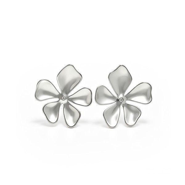 Minimalist Retro S925 Silver 3D Petal Flower Stud Earrings
