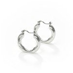 Vintage Textured Hammered Irregular Circle S925 Silver Hoop Earrings