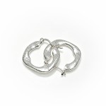 Vintage Textured Hammered Irregular Circle S925 Silver Hoop Earrings