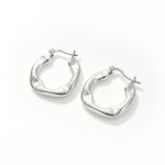 Vintage Textured Hammered Irregular Circle S925 Silver Hoop Earrings