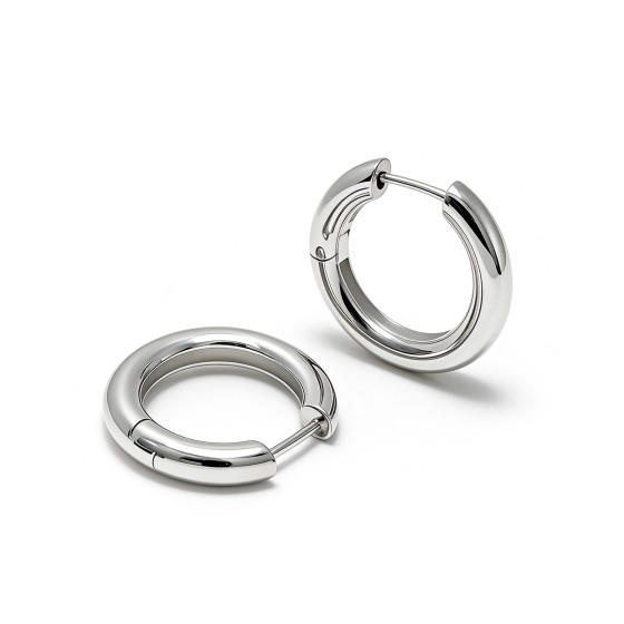 Classic Minimalist Smooth Plain S925 Silver Hoop Earrings, Unisex Daily Staple
