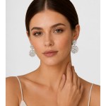 Pendientes colgantes de plata S925 con doble margarita empalmada, joyería floral elegante
