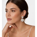 Pendientes colgantes de plata S925 con doble margarita empalmada, joyería floral elegante