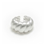 Anillo abierto de plata S925 con textura de calabaza cepillada 3D, banda ancha voluminosa y exclusiva