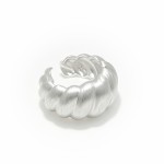Anillo abierto de plata S925 con textura de calabaza cepillada 3D, banda ancha voluminosa y exclusiva