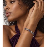 Bracelet en argent S925 à maillons étoilés vieilli vintage, incrusté de zircone cubique violette et blanche, bijou de poignet audacieux et fantaisiste