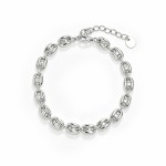 Bracelet en argent S925 à maillons museau de cochon polis, bijou de poignet minimaliste, moderne et audacieux