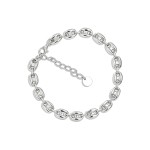 Bracelet en argent S925 à maillons museau de cochon polis, bijou de poignet minimaliste, moderne et audacieux