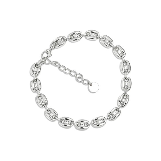 Niche Polished Pig Nose Link S925 Silver Bracelet, Sleek Minimalist Modern Bold Statement Wrist Jewelry