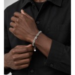 Bracelet en argent S925 à maillons museau de cochon polis, bijou de poignet minimaliste, moderne et audacieux