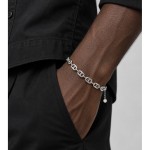 Bracelet en argent S925 à maillons museau de cochon polis, bijou de poignet minimaliste, moderne et audacieux