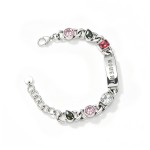 Pulsera de plata S925 con eslabones de placa grabada vintage, incrustada con circón cúbico colorido de múltiples formas, joyería de muñeca audaz y ecléctica