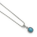 Collier en argent S925 avec turquoise ovale et bord torsadé vintage, bijou de cou bohème et artistique