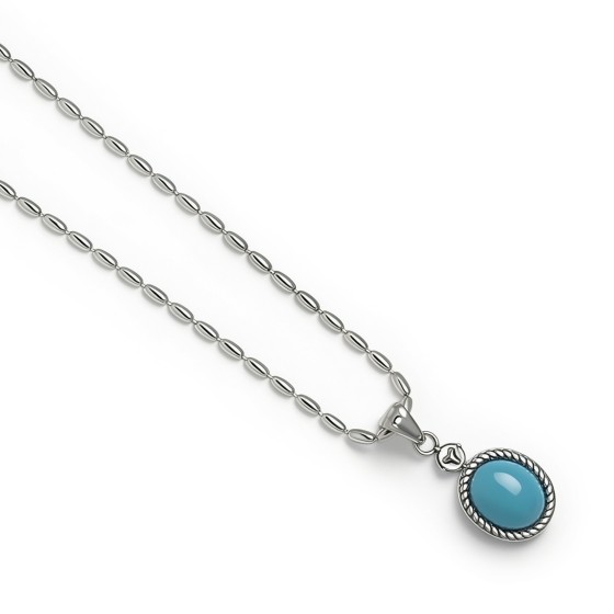 Niche Vintage Twisted Bezel Oval Turquoise S925 Silver Necklace, Bohemian Artistic Statement Neck Jewelry