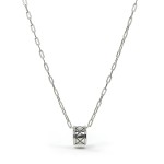Niche Minimalist Rhombus Engraved Barrel LuLuTong S925 Silver Necklace, Sleek Polished Everyday Statement Neck Jewelry
