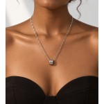 Niche Minimalist Rhombus Engraved Barrel LuLuTong S925 Silver Necklace, Sleek Polished Everyday Statement Neck Jewelry