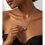 Niche Minimalist Rhombus Engraved Barrel LuLuTong S925 Silver Necklace, Sleek Polished Everyday Statement Neck Jewelry