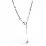 Niche Pig Nose Link Pearl S925 Silver Necklace, Star Bow Heart Pendant Sweet Cool Statement Neck Jewelry