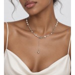 Niche Pig Nose Link Pearl S925 Silver Necklace, Star Bow Heart Pendant Sweet Cool Statement Neck Jewelry