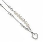 Niche Mixed Chain Pearl Heart Pendant S925 Silver Necklace, Minimalist Gentle Elegant Statement Neck Jewelry